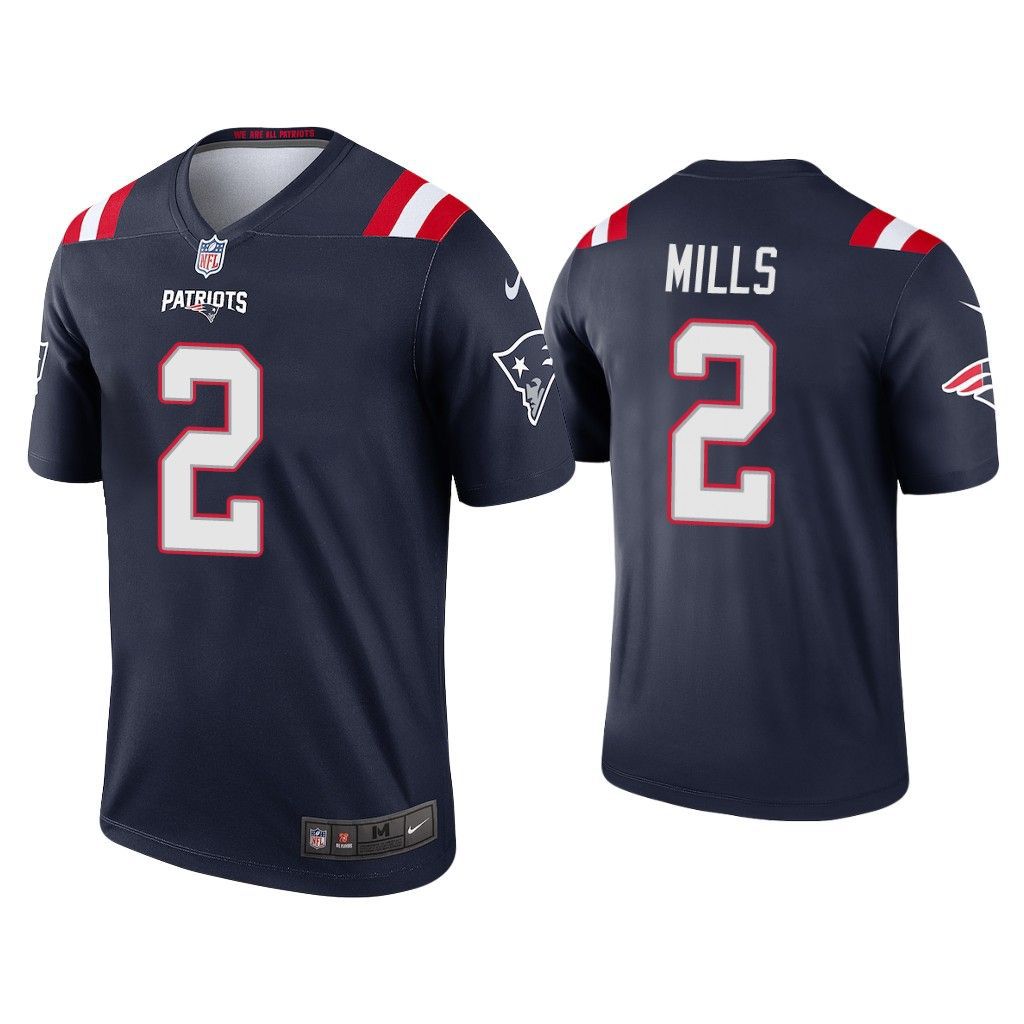 Men New England Patriots 2 Jalen Mills Nike Navy Inverted Legend NFL Jersey